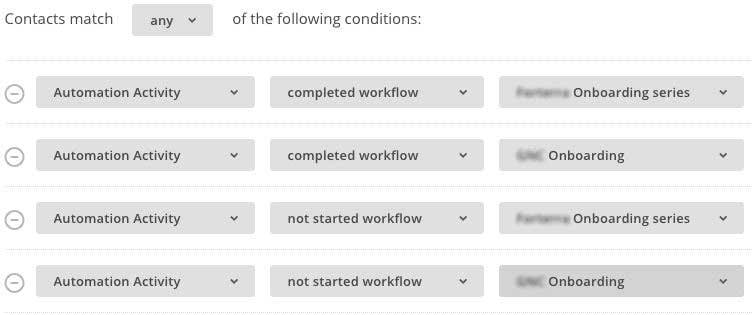 screenshot of mailchimp automations